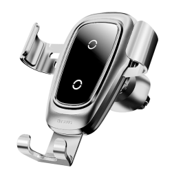 Автодержатель с беспроводной зарядкой Baseus Metal Car Mount Серебро