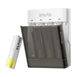 4 аккумуляторные батарейки Imuto AA 3600 mWh + зарядный кейс 4АА Dual Station Pro