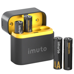 4 аккумуляторные батарейки Imuto AA 3000 mWh + зарядный кейс