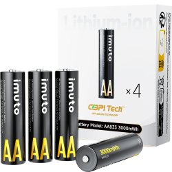 4 аккумуляторные батарейки Imuto AA 3000mWh