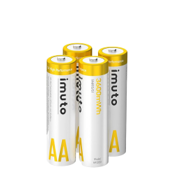 4 аккумуляторные батарейки Imuto AA 3600mWh 3А High Performance